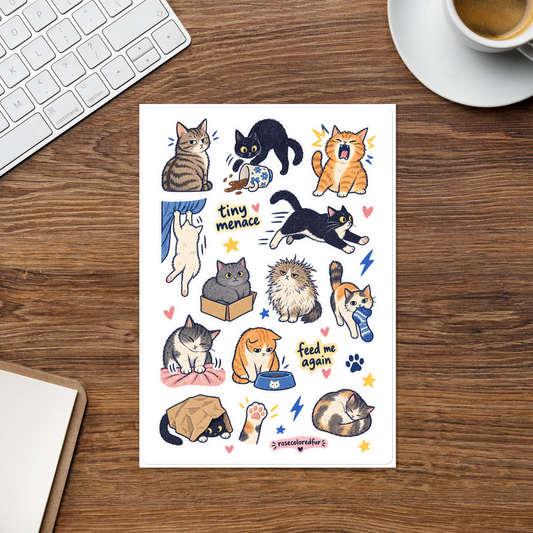 Tiny Menace Cat Sticker Sheet 🐾