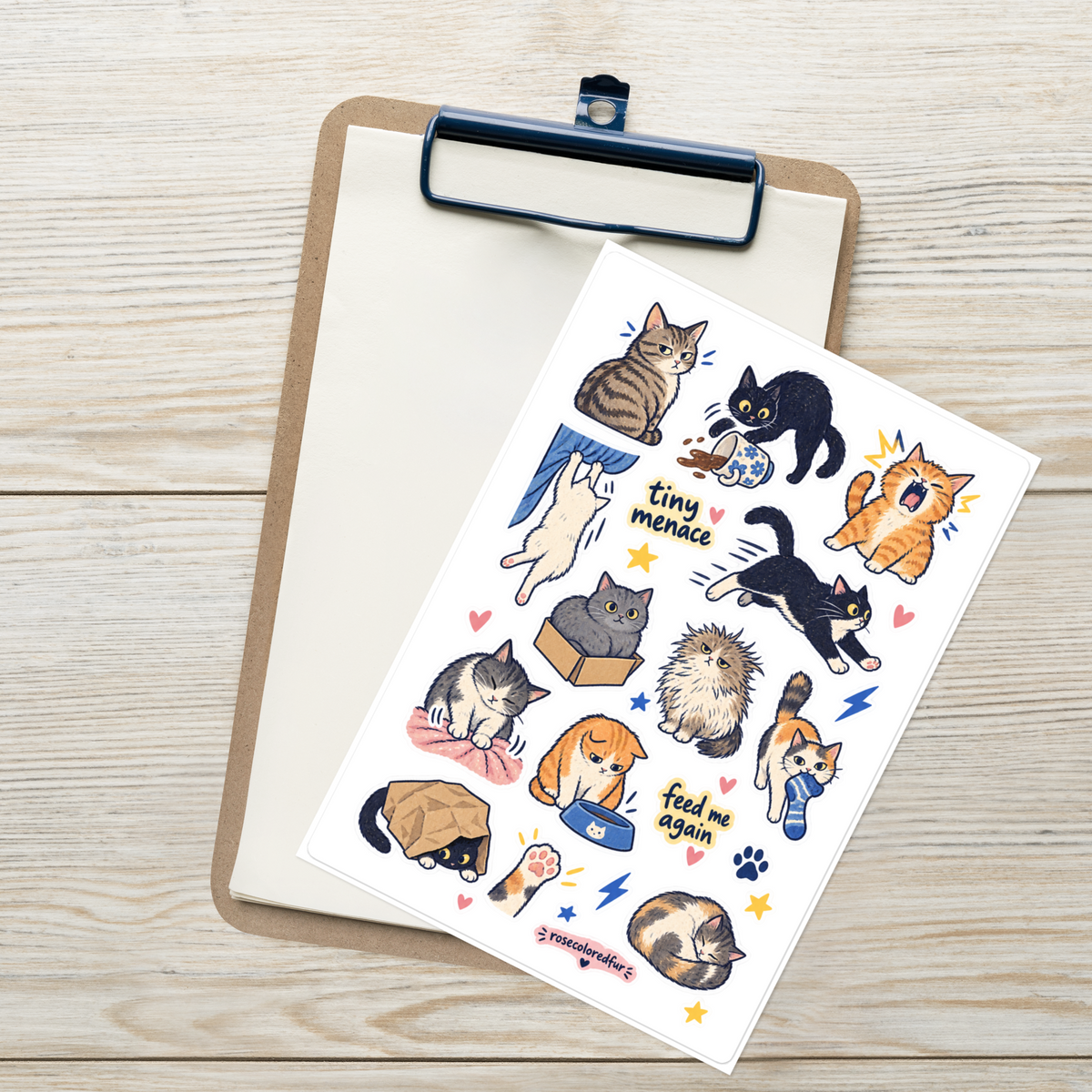 Tiny Menace Cat Sticker Sheet 🐾